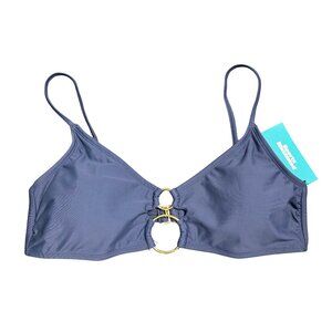 NWT | Sports Illustrated | Storm Blue Gold Ring V-Neck Bikini Top | XL